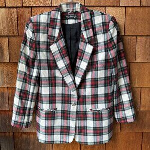 VTG Giorgio Sant Angelo 100% Wool Single Button Red Plaid Blazer in Women's 12
